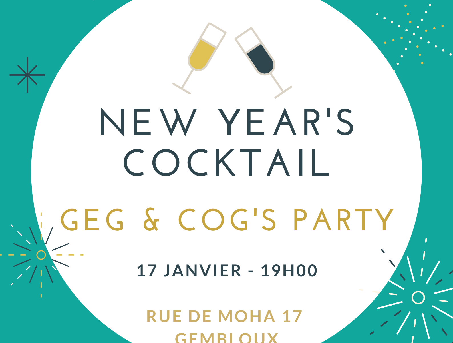 Carton d'invitation pour le cocktail du nouvel an du GEG et du COG